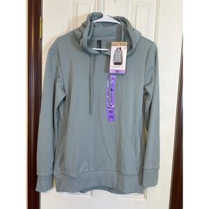 Mondetta Recycled Performance Hoodie Cowl Neck Activewear Abysa‎ Green XS